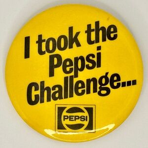 Vintage PEPSI CHALLENGE Pin Back Retro Advertising Button 80s Party Accessory